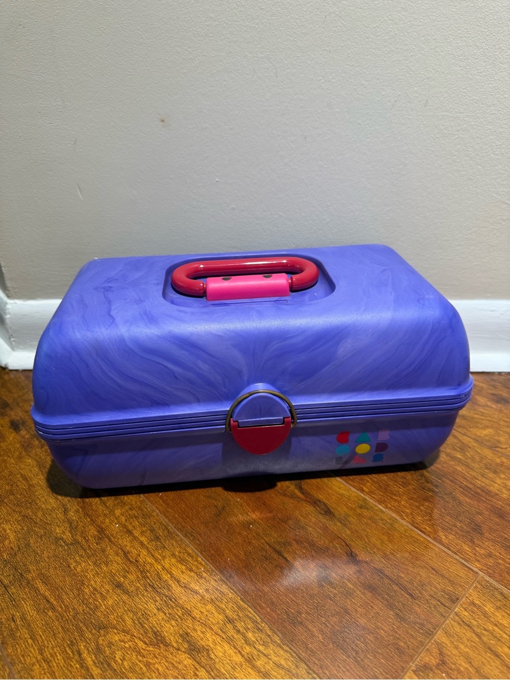 Vintage 90s Caboodles Purple Marble Makeup Case Model 2620 Train Case Hot Pink